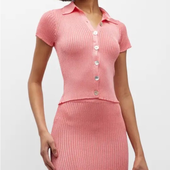 Calle Del Mar Pink Ribbed Button-Up Top - Picture 1 of 4